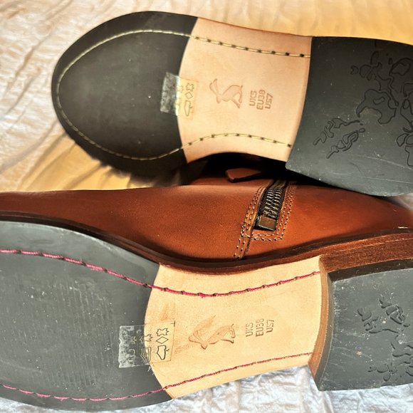 Joules Tan Leather Ankle Boots with leopard trim - Picture 9 of 11